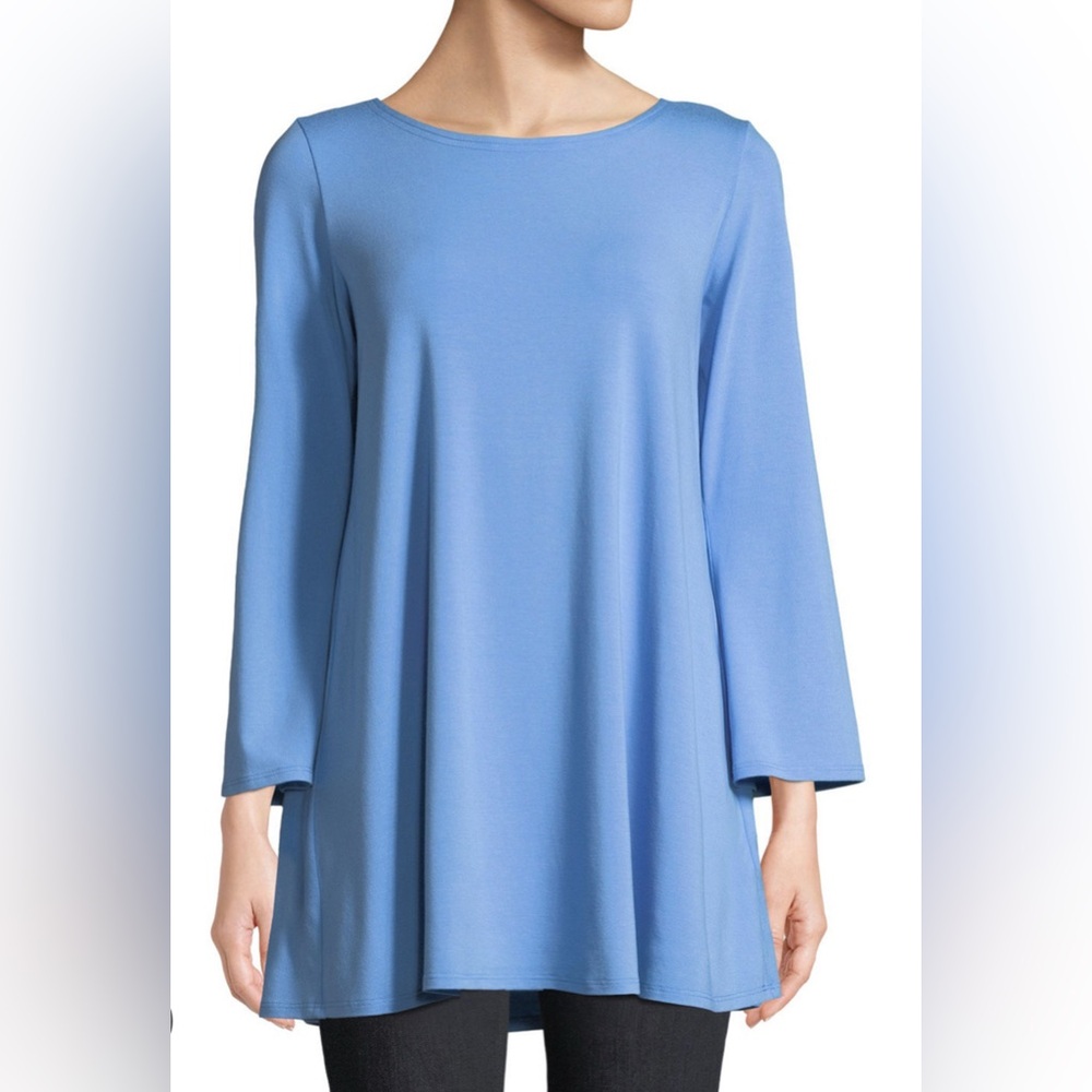 EILEEN FISHER BlueBird Signature Viscose Jersey Wide Sleeve Ballet Neck Tunic SM